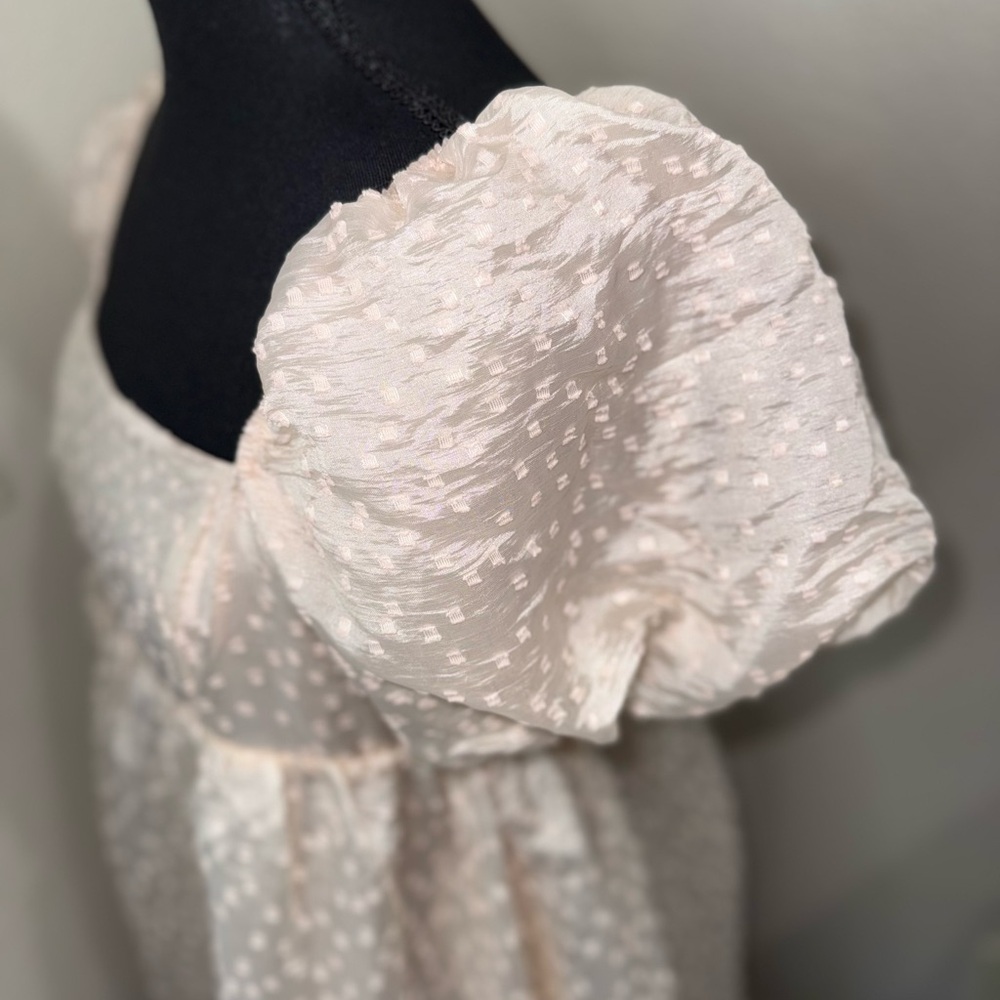 Storia Blush Pink Cottagecore Babydoll‎ Dress With Puff Sleeves- M - Picture 5 of 9